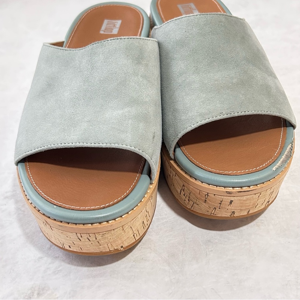 Fitflop Eloise Platform Wedge Slide Sandal In Cool Blue Size 8.5 - Picture 2 of 8